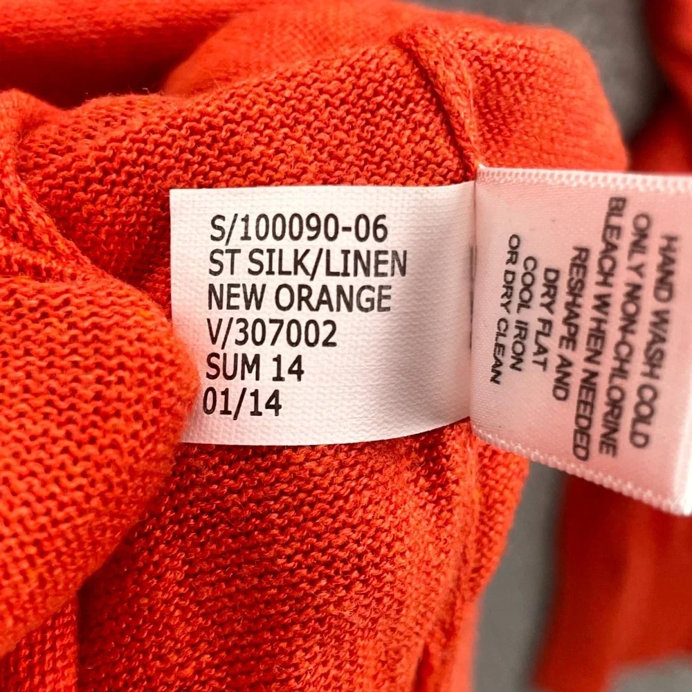 Banana Republic Silk-Linen V Neck Sweater Mens L Orange Office Career Minimalist